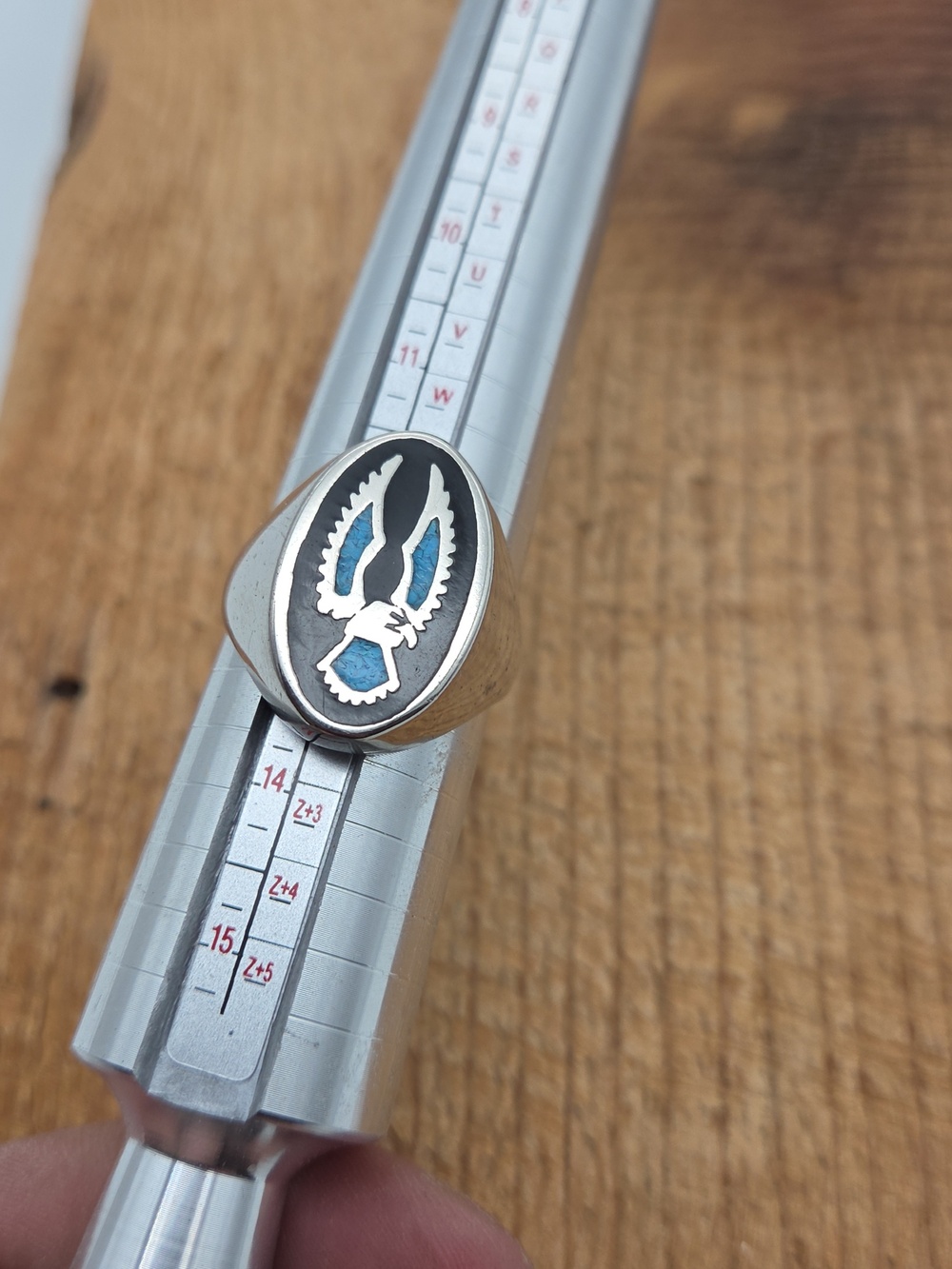 Vintage Native American Turquoise‎ Onyx Eagle Ring Men's 13 - Picture 4 of 11